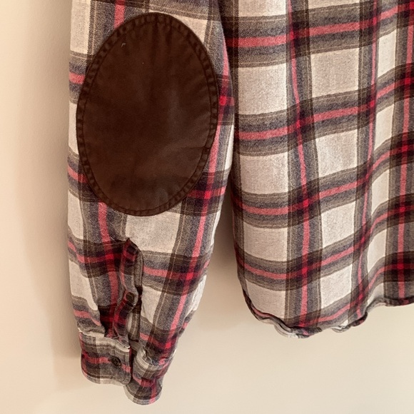 J. Crew Factory Plaid Cotton Button Up Shirt Elbow Patches XL Gorpcore Casual - Picture 9 of 11